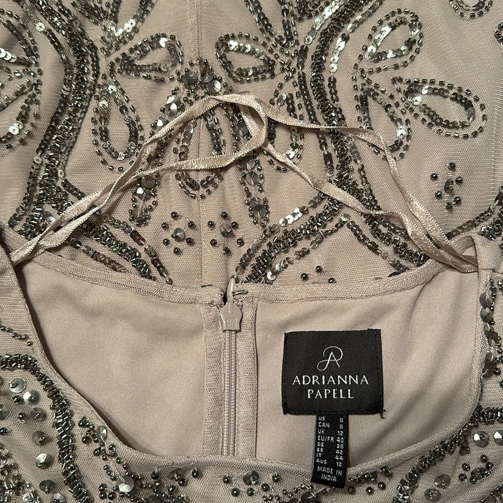 Adrianna Papell Silver Embellished Midi Dress - Picture 14 of 16